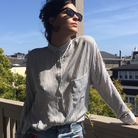 Zara Tops - ZARA Women’s Pinstripe Silky Blouse